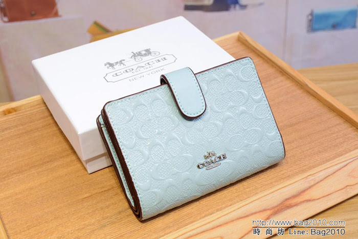 COACH蔻馳 新款壓花 53436 女士中款全皮錢包  Chz1313